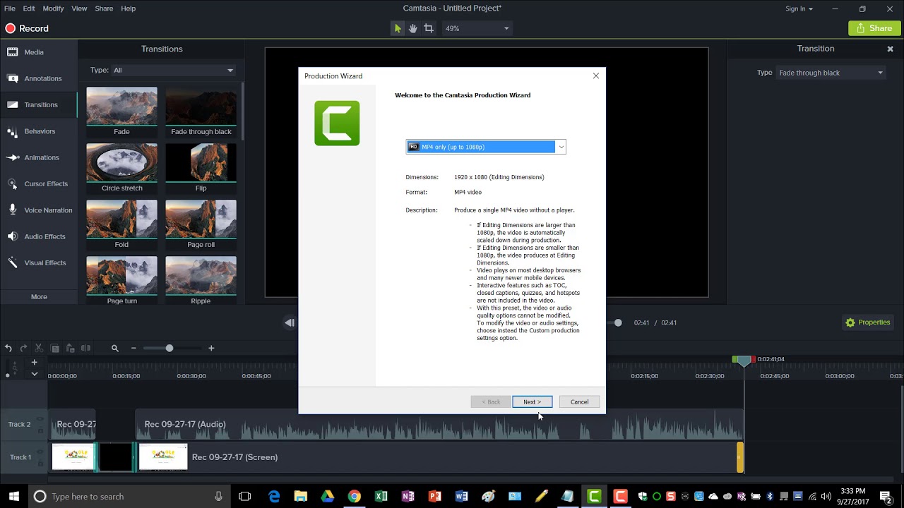 export camtasia to mp4